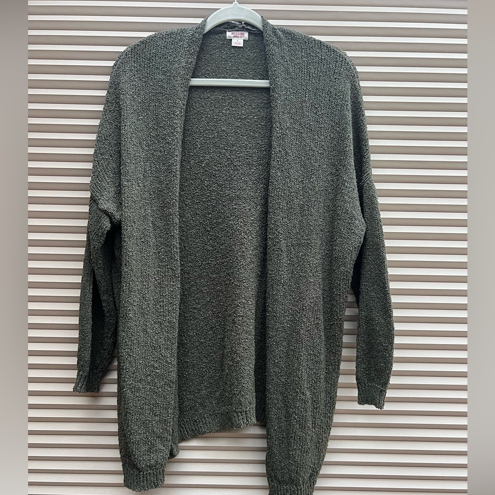 Woman’s Hunter Green Size Large Cardigan “Duster” Sweater EUC